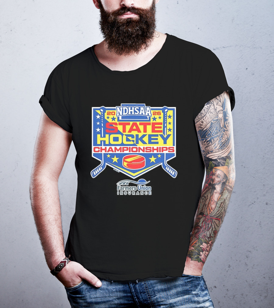 NDHSAA 2026 State Hockey Championships Merchandise Farmers Union Insurance T-Shirt