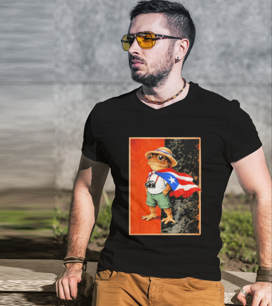 Coqui Frog Boricua Puerto Rican Flag Taino Heritage T-Shirt