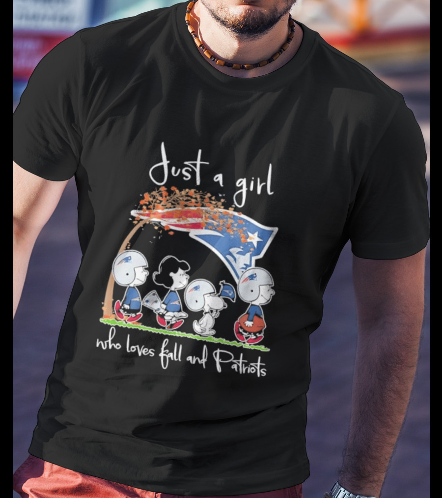 Peanuts Characters Just A Girl Who Loves Fall And Patriots T-Shirt