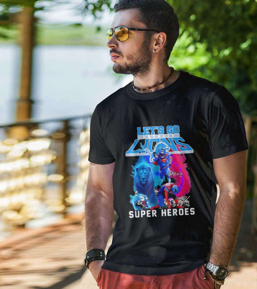 Let's Go Detroit Lions Jahmyr Gibbs Amon Ra St Brown Super Heroes T-Shirt