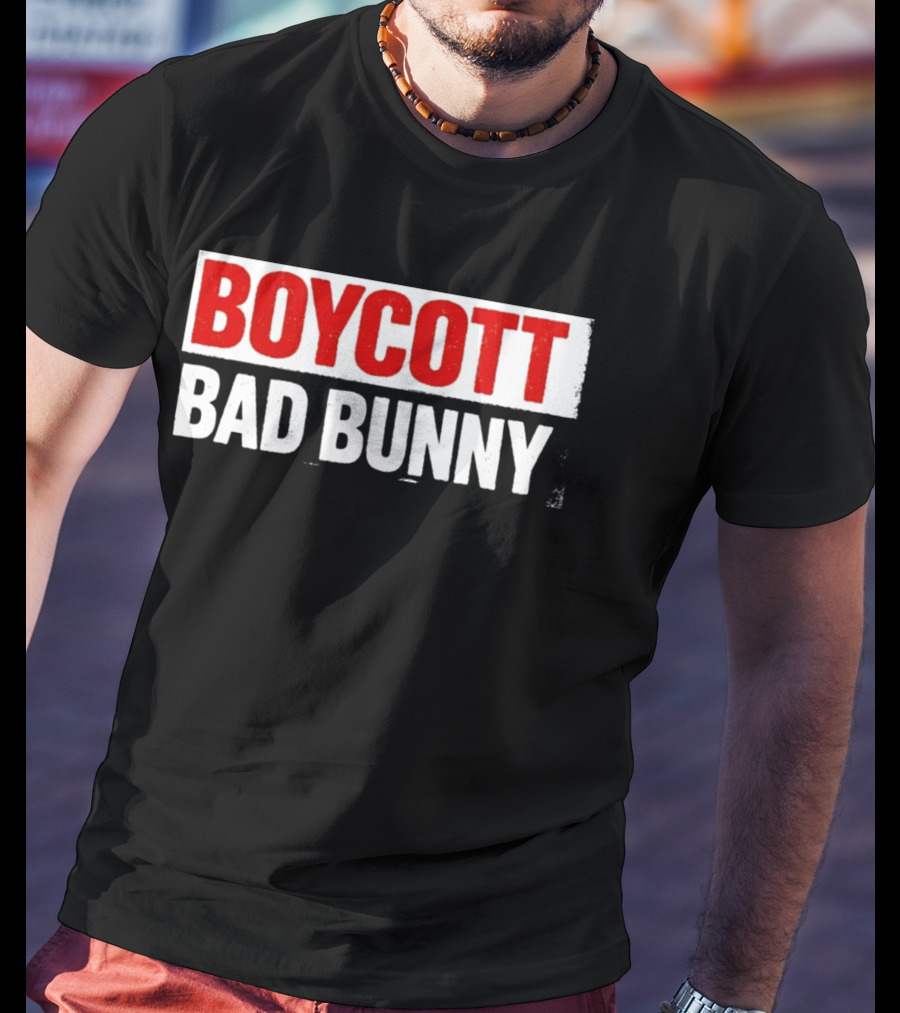 Boycott Bad Bunny Text Bold Red And White T-Shirt