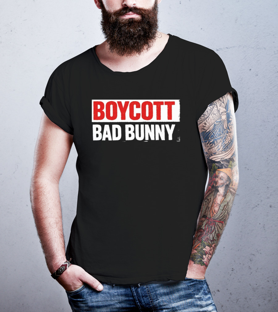 Boycott Bad Bunny Text Bold Red And White T-Shirt