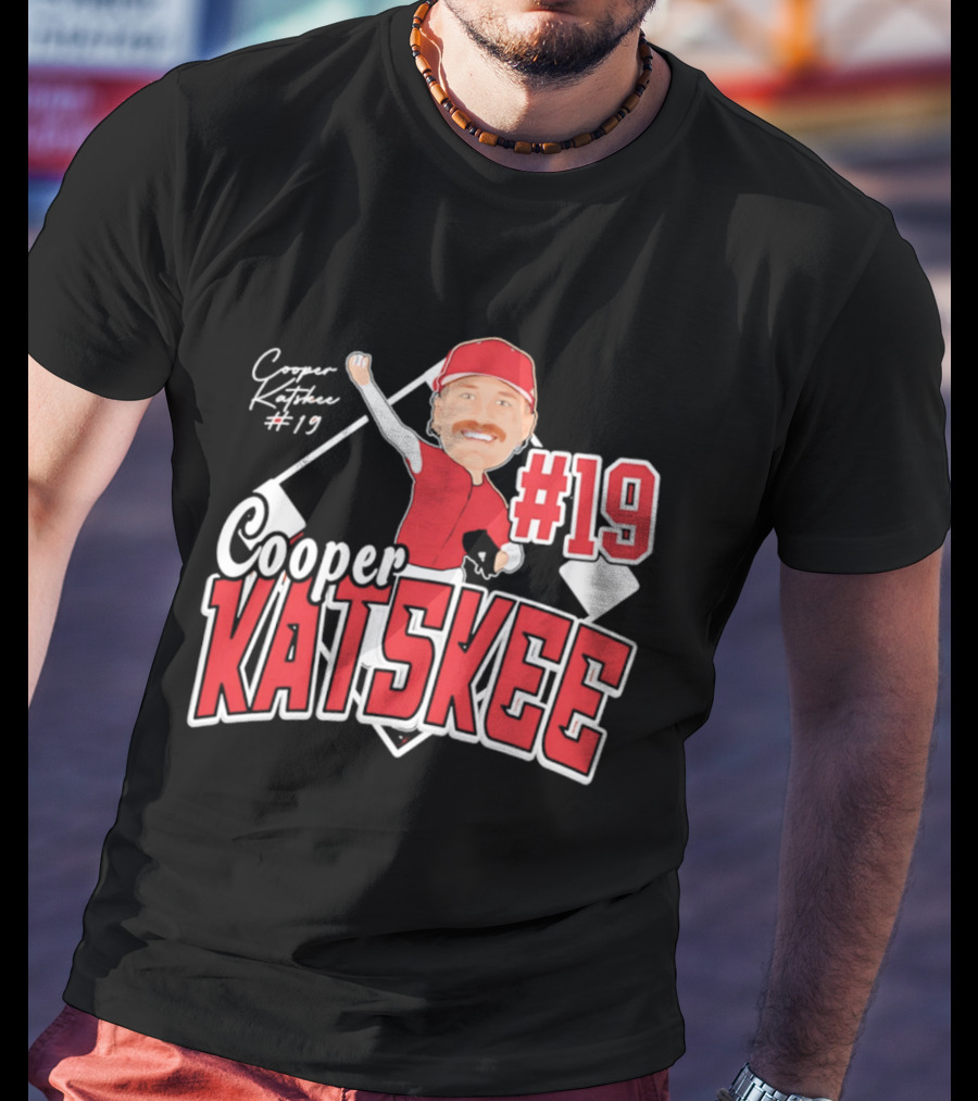 Cooper Katskee #19 Nebraska Baseball Caricature T-Shirt