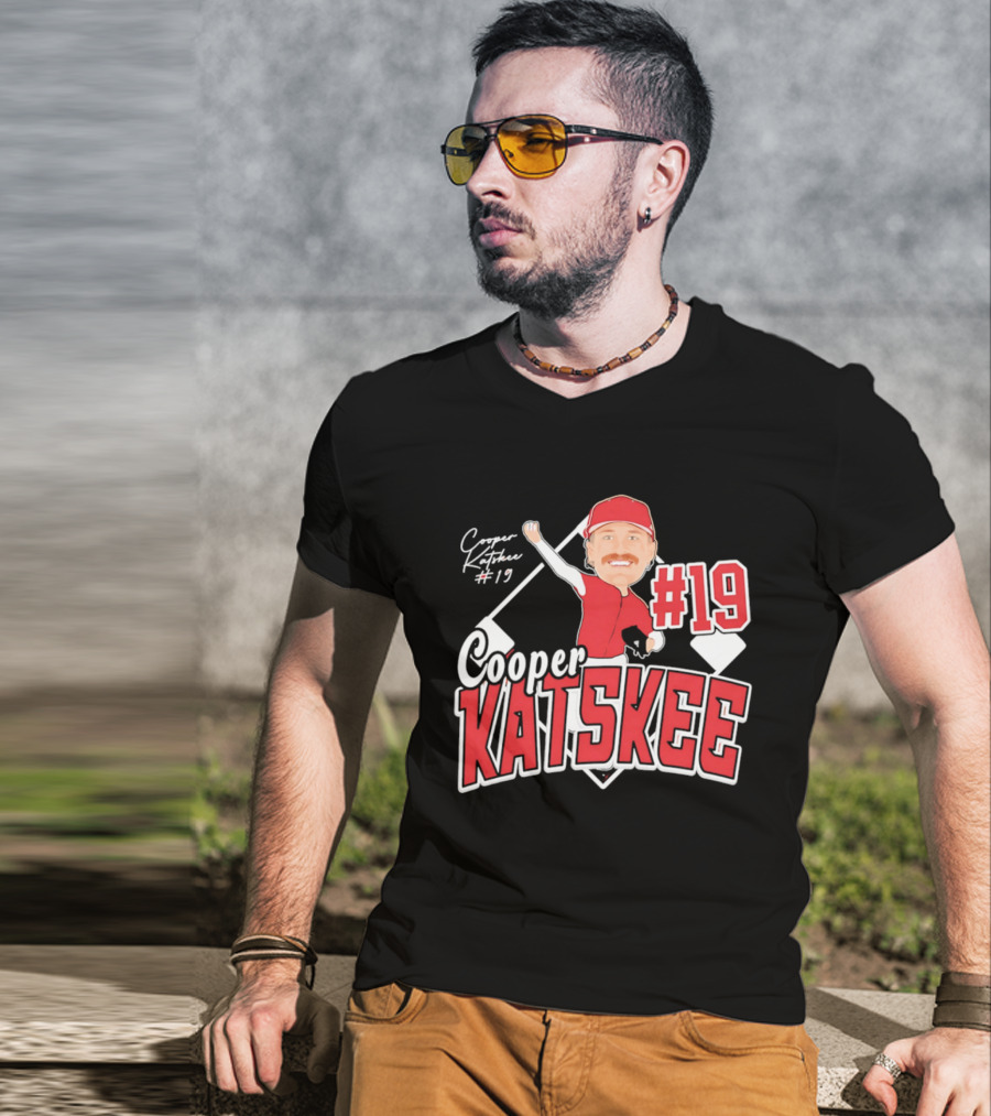 Cooper Katskee #19 Nebraska Baseball Caricature T-Shirt