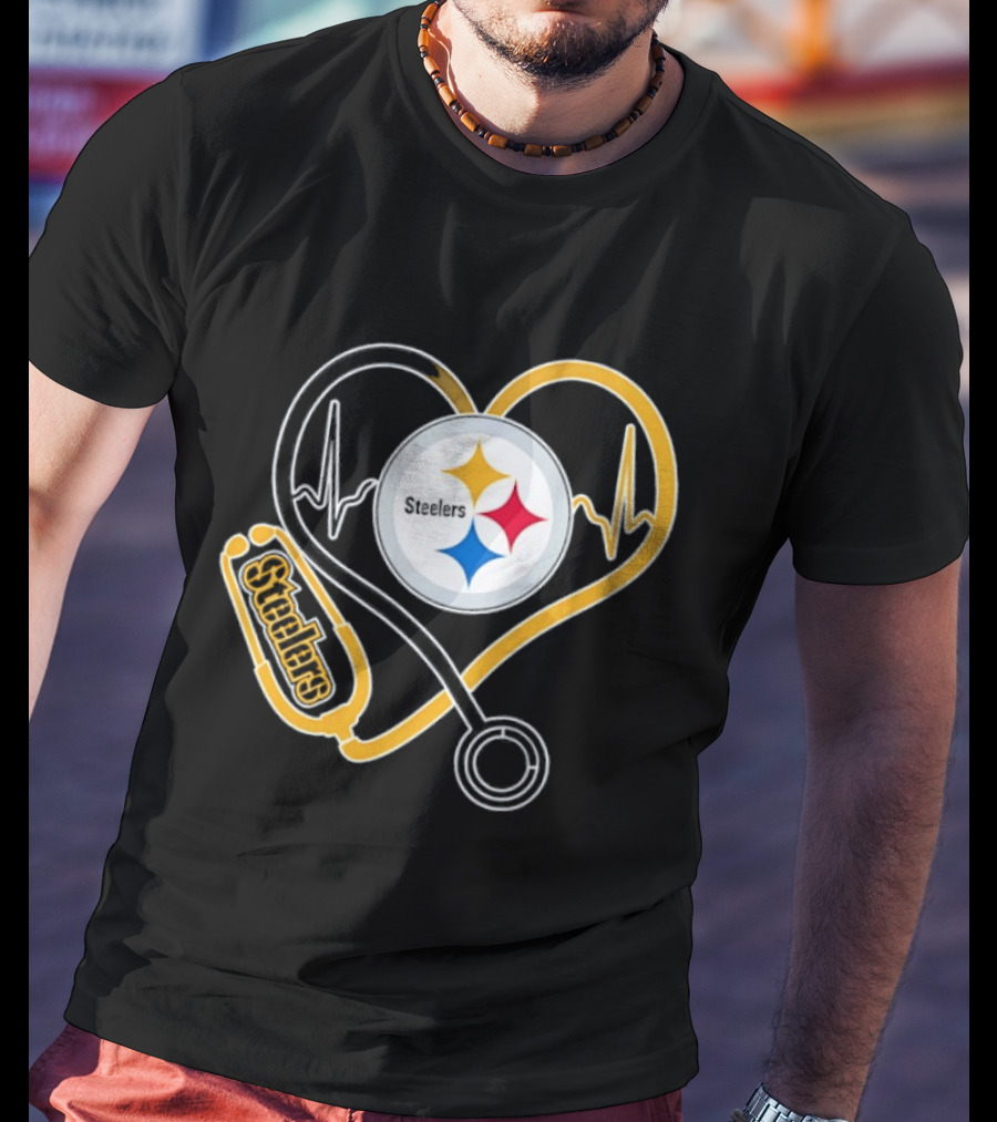 Nurse Heart Stethoscope Pittsburgh Steelers T-Shirt