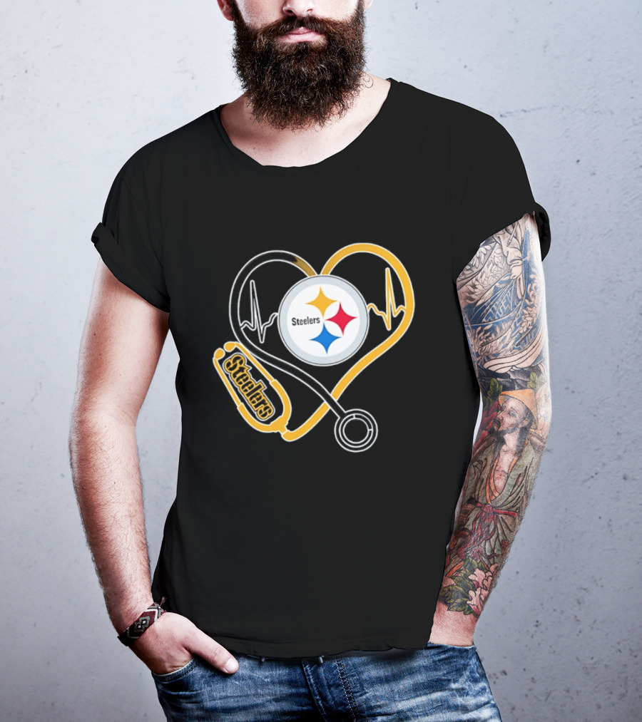 Nurse Heart Stethoscope Pittsburgh Steelers T-Shirt