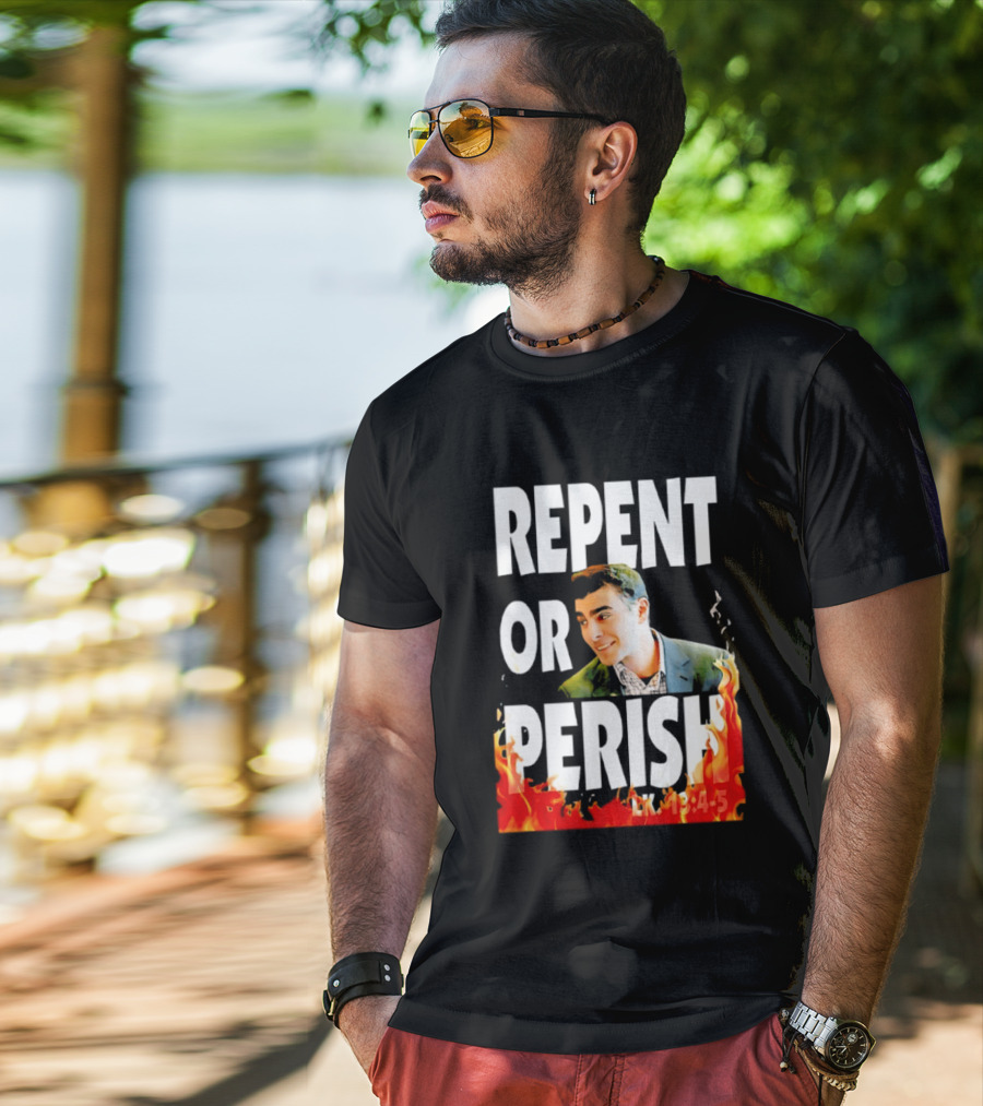 Repent Or Perish Luigi Fire Flame Luke 13:3 5 T-Shirt
