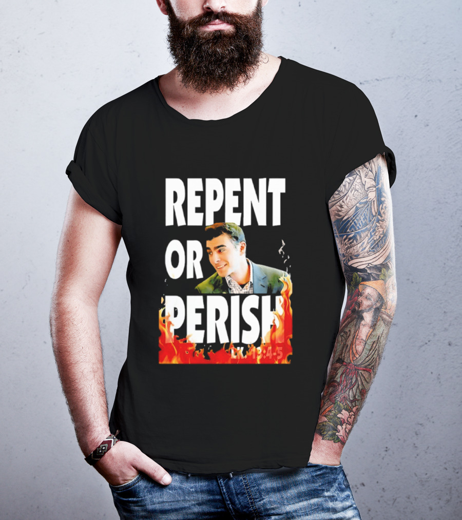 Repent Or Perish Luigi Fire Flame Luke 13:3 5 T-Shirt