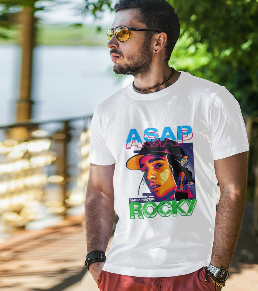 ASAP Rocky Rakim Mayers Hip Hop Street Art Bold Pop Color Aesthetic T-Shirt