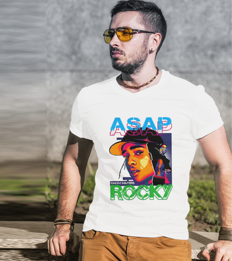 ASAP Rocky Rakim Mayers Hip Hop Street Art Bold Pop Color Aesthetic T-Shirt