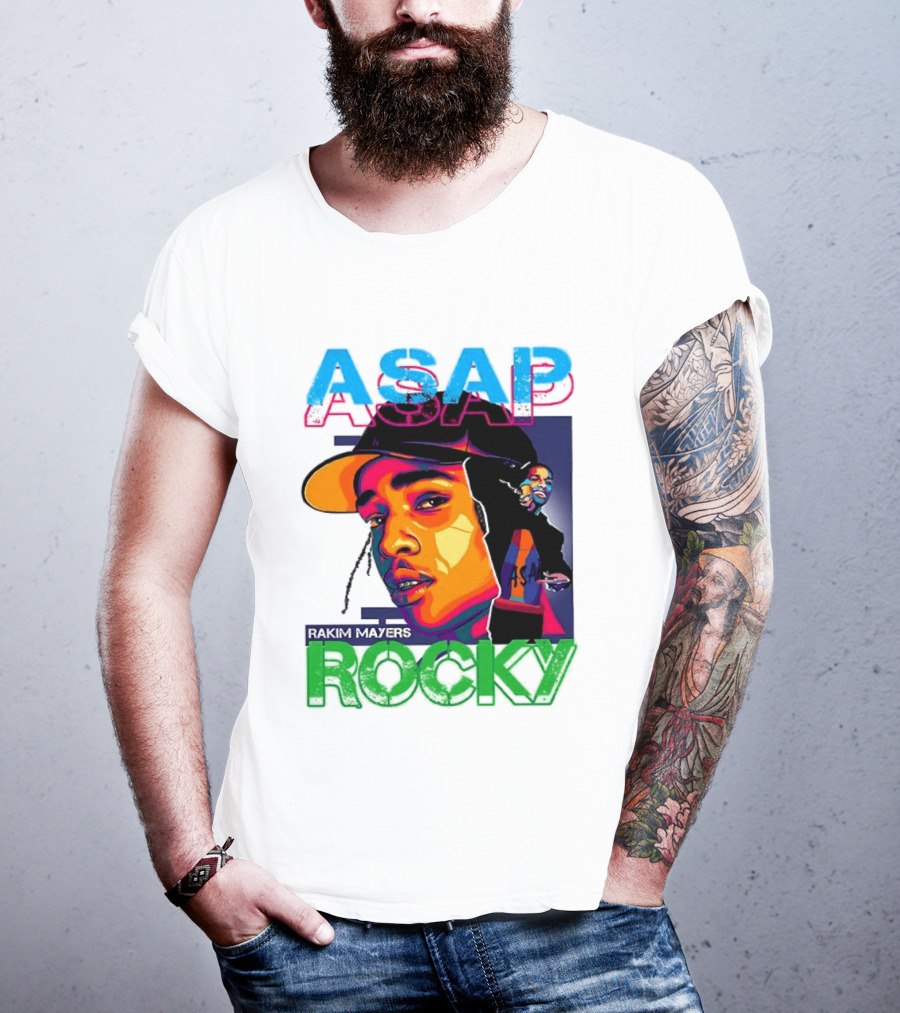 ASAP Rocky Rakim Mayers Hip Hop Street Art Bold Pop Color Aesthetic T-Shirt