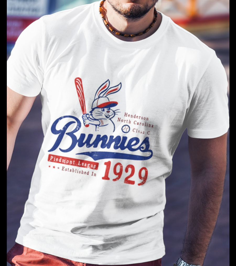 Bunnies Henderson North Carolina 1929 Class C Piedmont League Vintage Baseball T-Shirt