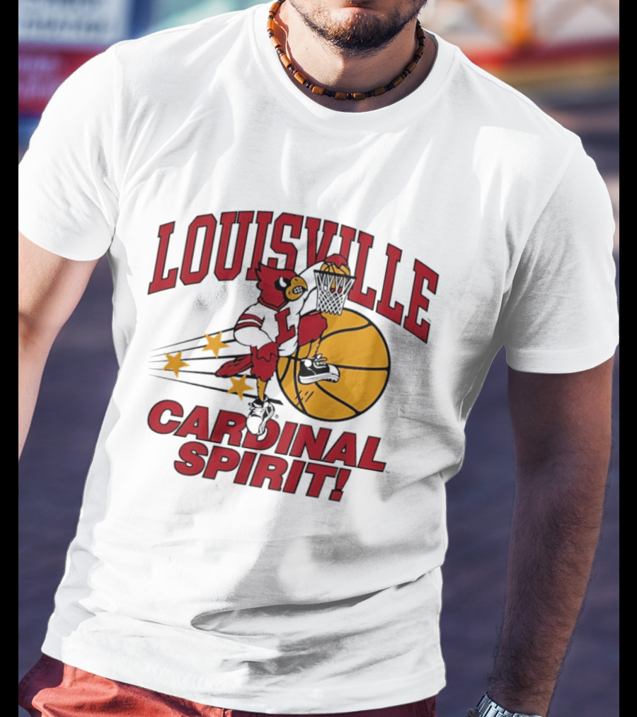Louisville Cardinal Spirit Basketball Dunking Stars T-Shirt