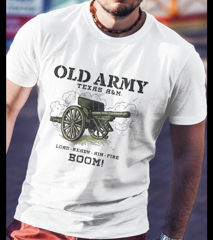 Texas A&M Old Army Load Ready Aim Fire Boom Cannon T-Shirt
