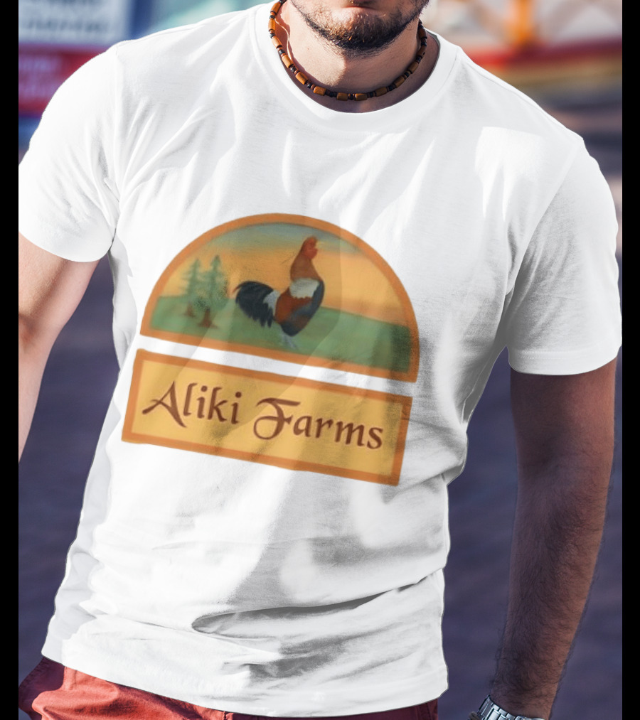 Aliki Farms Rooster Scene With Trees T-Shirt