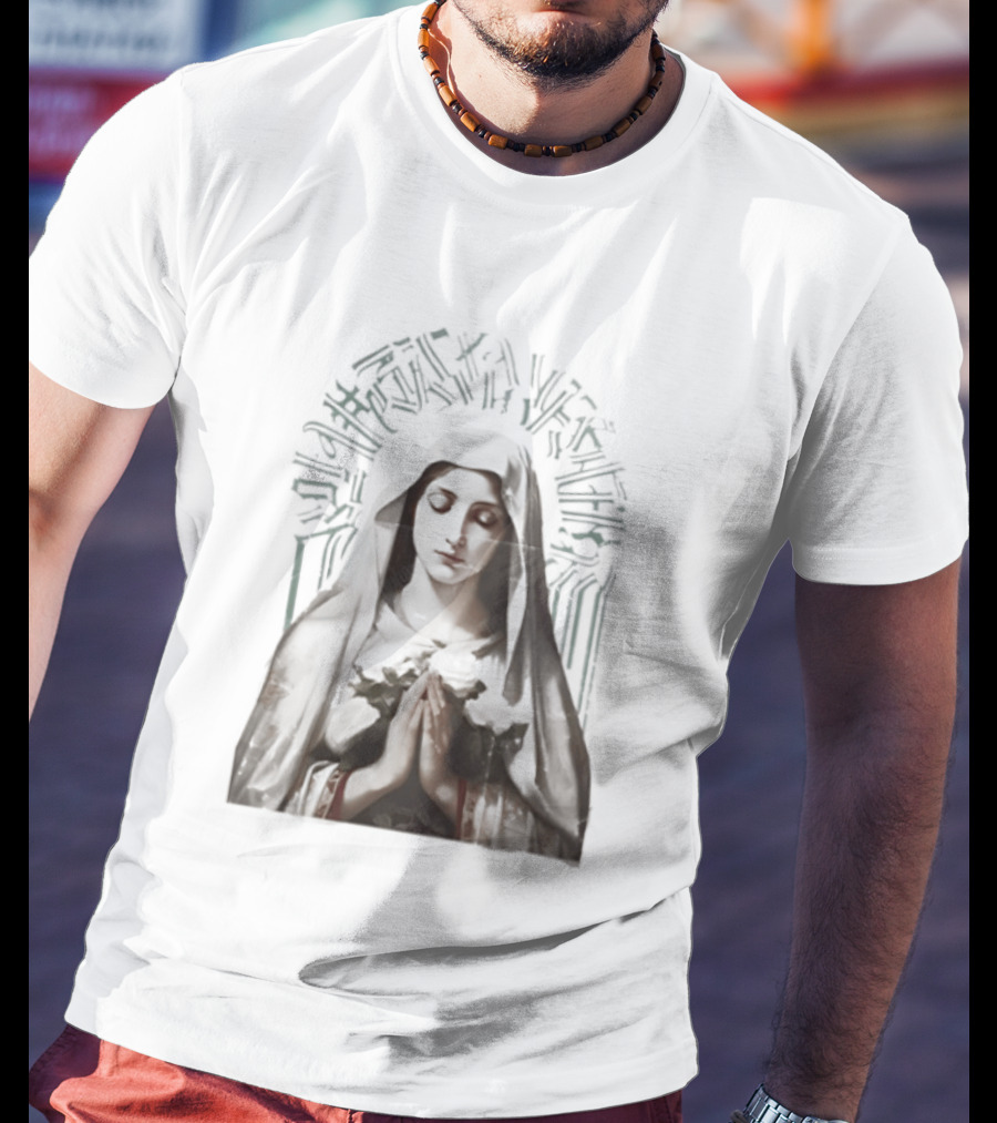 Virgin Mary With White Roses Holy Mary Mother Of Us Pray For Us Gothic T-Shirt