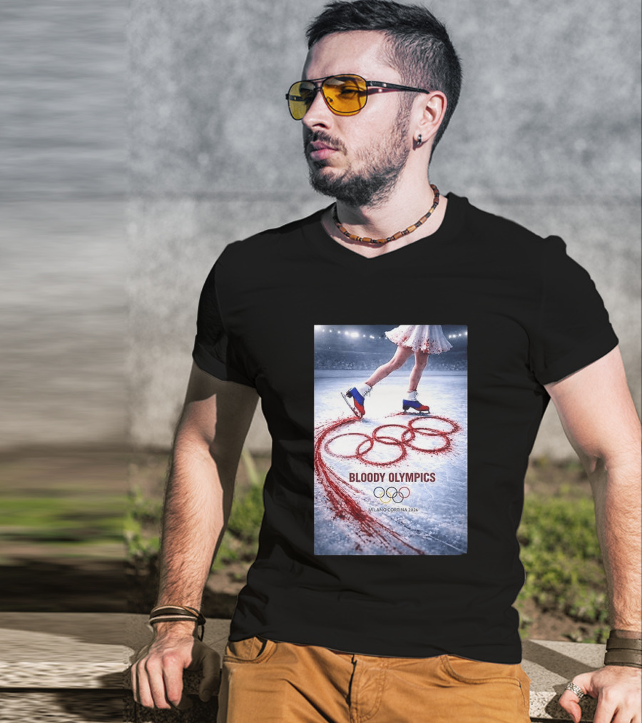 Bloody Olympics Ice Skating Milano Cortina 2026 Winter Games T-Shirt