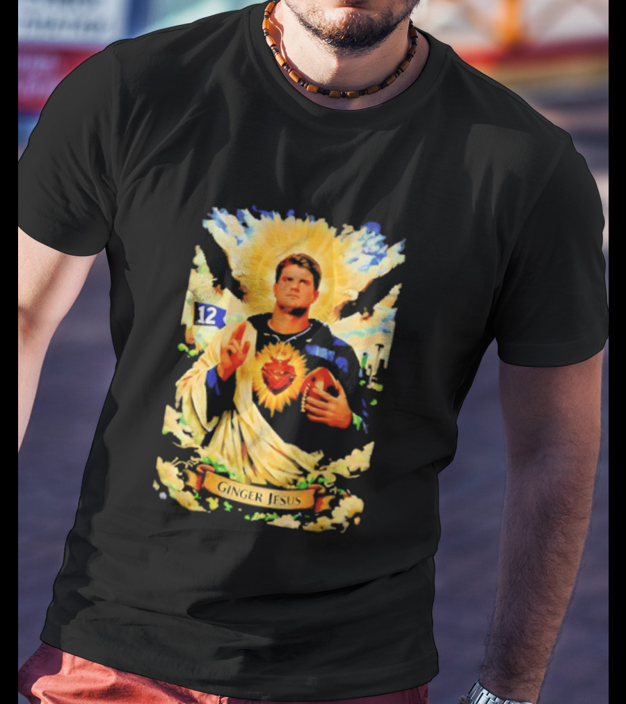 Ginger Jesus 12 Seattle Seahawks Football Halo Sacred Heart T-Shirt