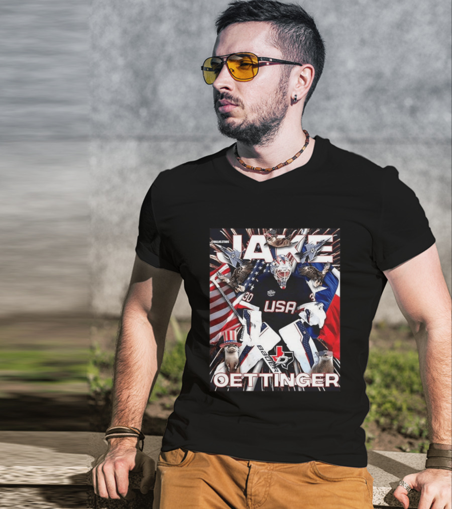Jake Oettinger USA Hockey Olympics Dallas Stars Bauer T-Shirt