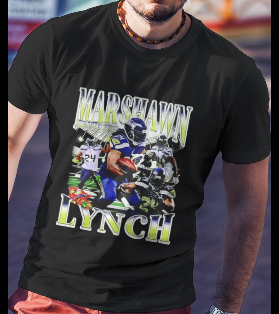 Marshawn Lynch Seattle Seahawks Football Star Running Back Legends T-Shirt