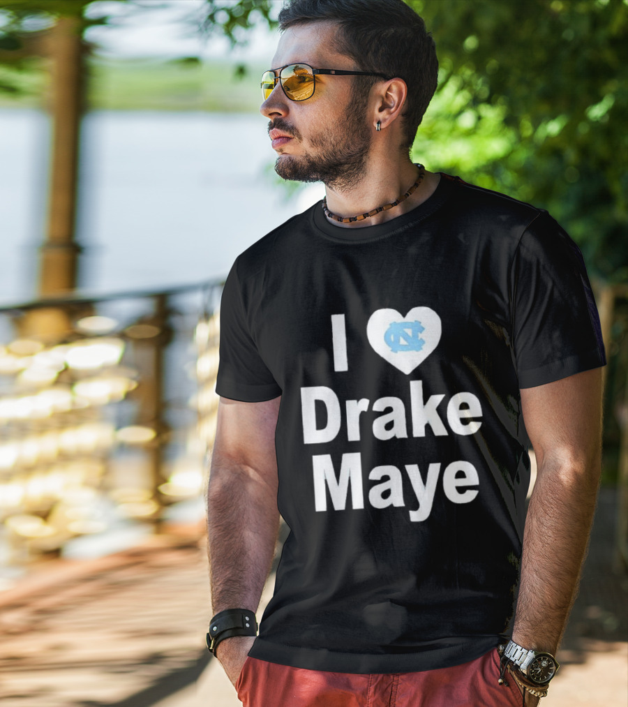UNC Tar Heels I Love Drake Maye Heart T-Shirt