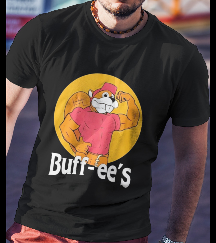 Buff Ee's Muscular Beaver Cartoon T-Shirt