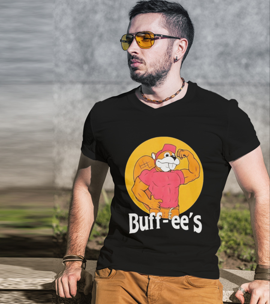 Buff Ee's Muscular Beaver Cartoon T-Shirt