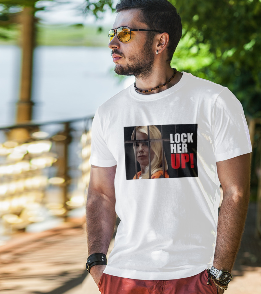 Pam Bondi Lock Her Up Prison Bars Image T-Shirt