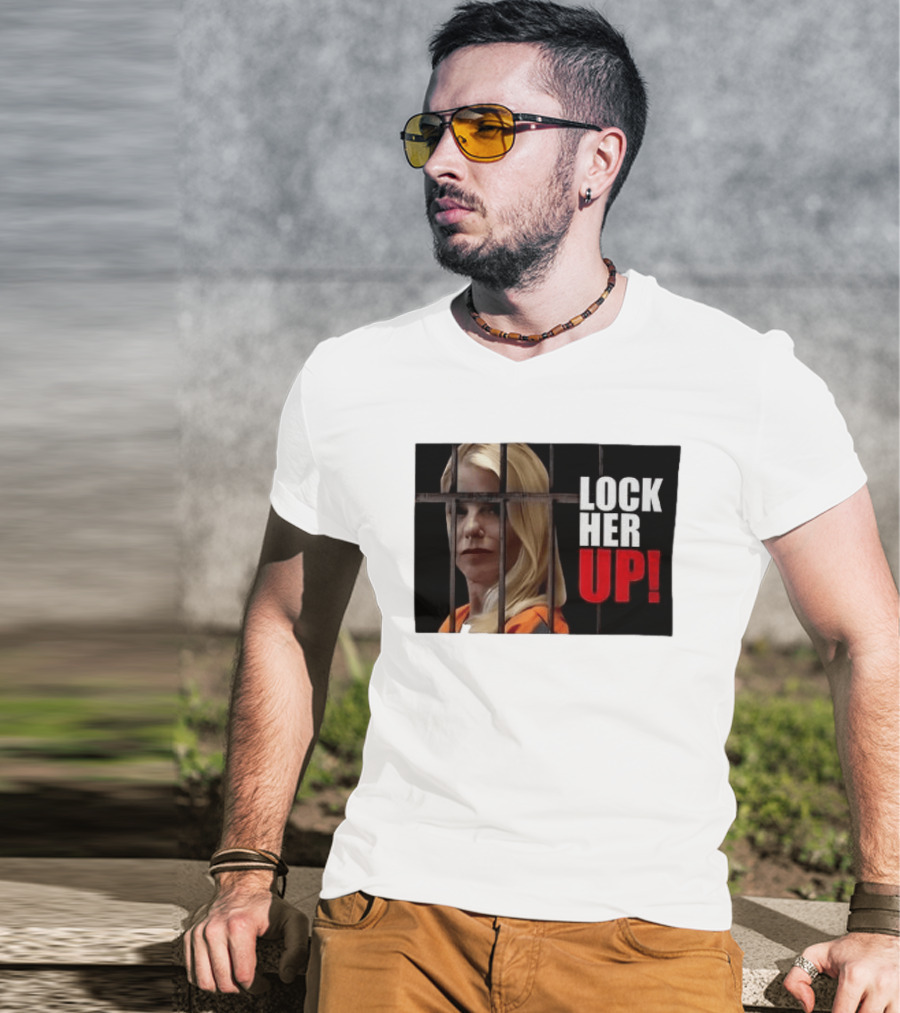 Pam Bondi Lock Her Up Prison Bars Image T-Shirt