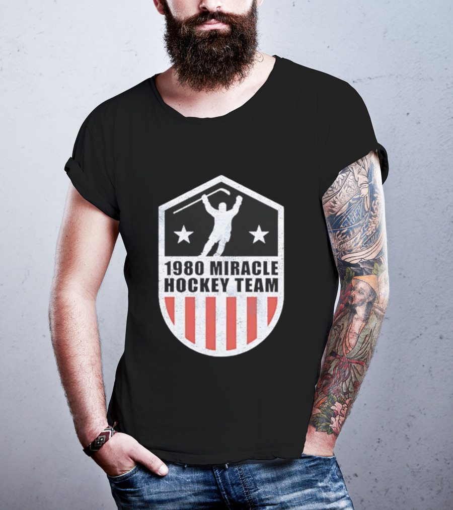 1980 Miracle Hockey Team Stars And Stripes Victory Celebration T-Shirt