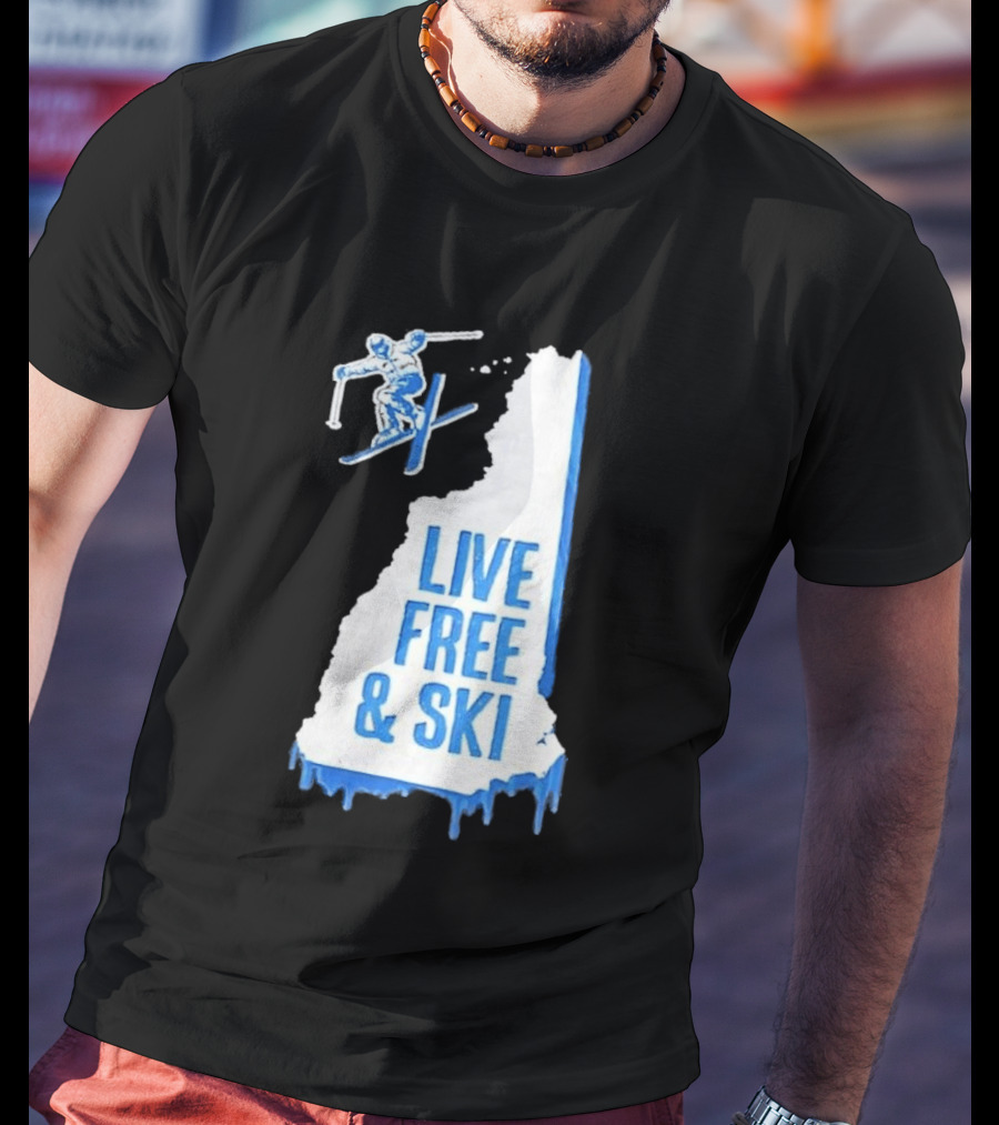 New Hampshire Live Free & Ski Winter Adventure Skiing T-Shirt