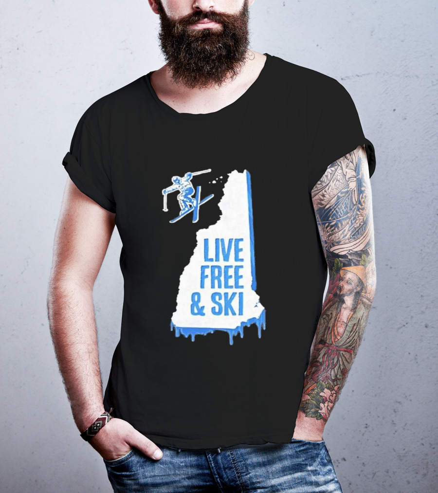New Hampshire Live Free & Ski Winter Adventure Skiing T-Shirt