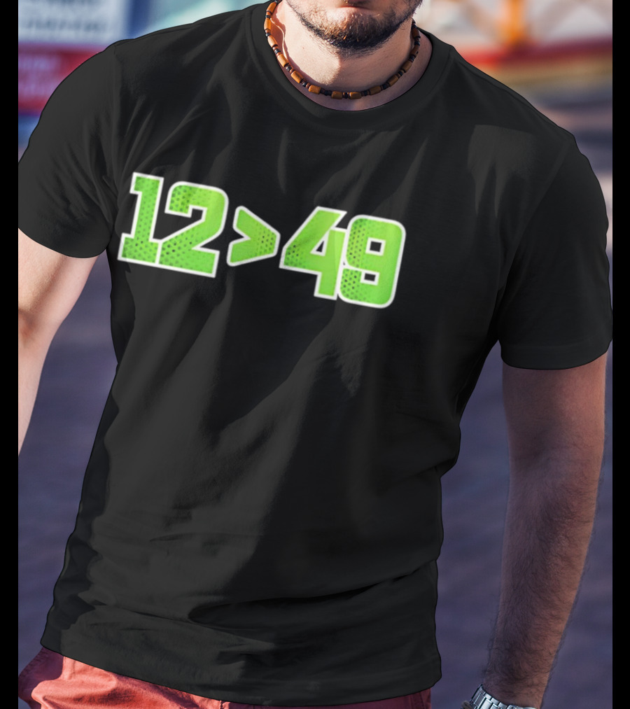 Seattle 12 Greater Than 49 Neon Green Football Fan Gear T-Shirt