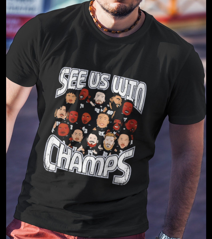 See Us Win Champs Seattle Seahawks Players Cartoon Caricature T-Shirt
