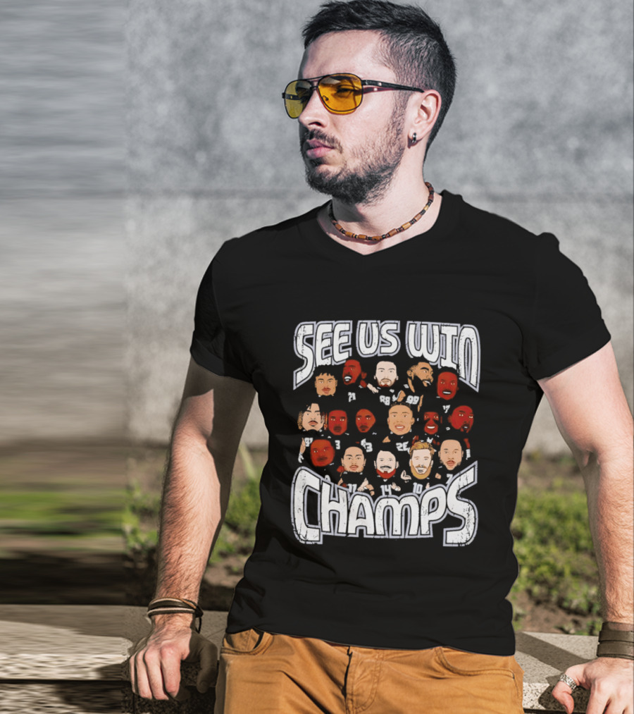 See Us Win Champs Seattle Seahawks Players Cartoon Caricature T-Shirt