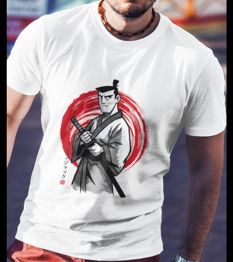 Samurai Jack Sumi E Art Red Circle Japanese Kanji T-Shirt