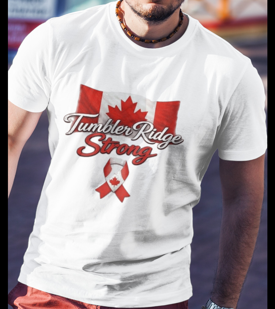 Tumbler Ridge Strong Canada Maple Leaf Ribbon T-Shirt