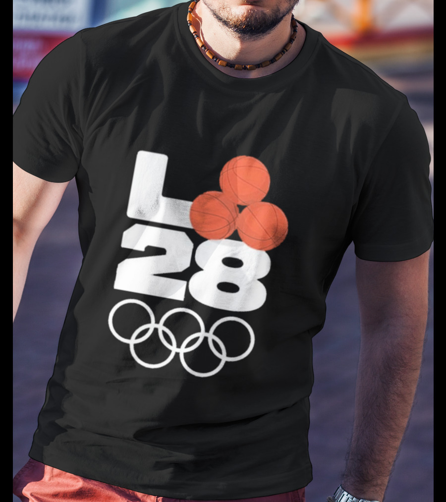 LA28 Basketball Olympic Rings NBA All Star Mitchell Ness Los Angeles T-Shirt