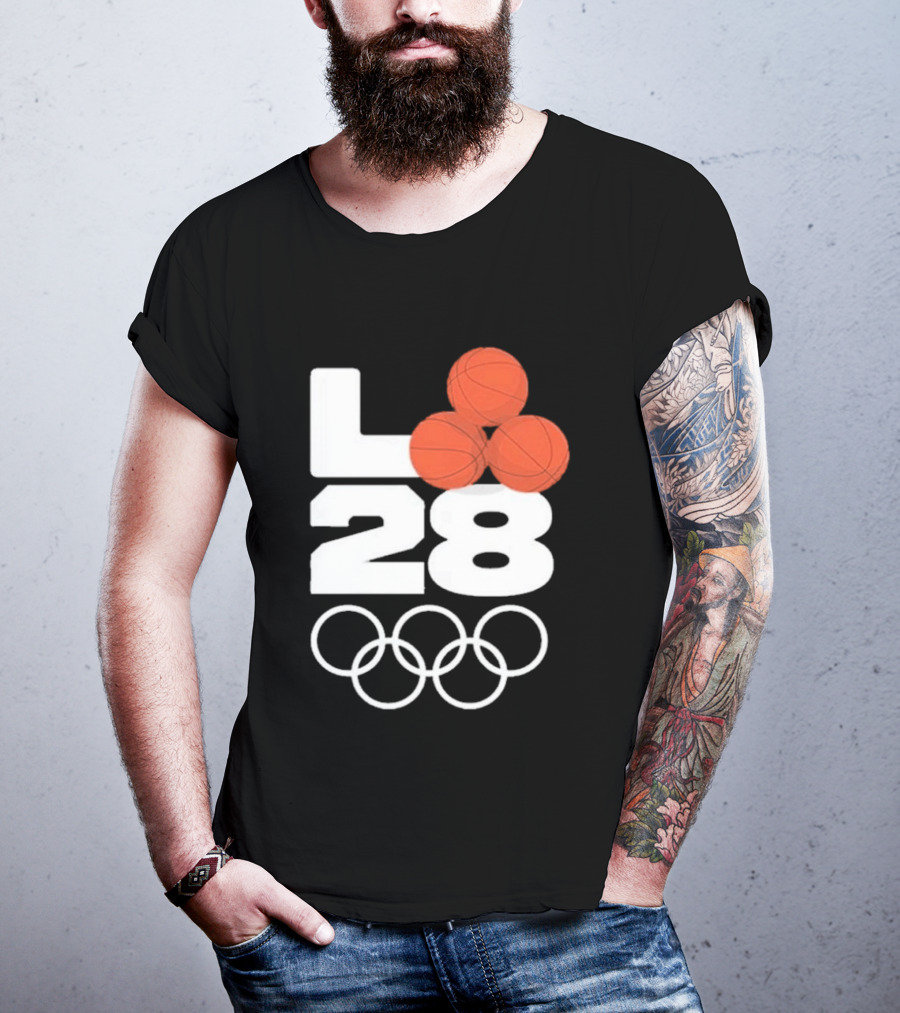 LA28 Basketball Olympic Rings NBA All Star Mitchell Ness Los Angeles T-Shirt