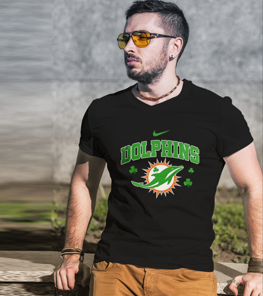 Miami Dolphins Irish Clover Nike Sports Fan T-Shirt