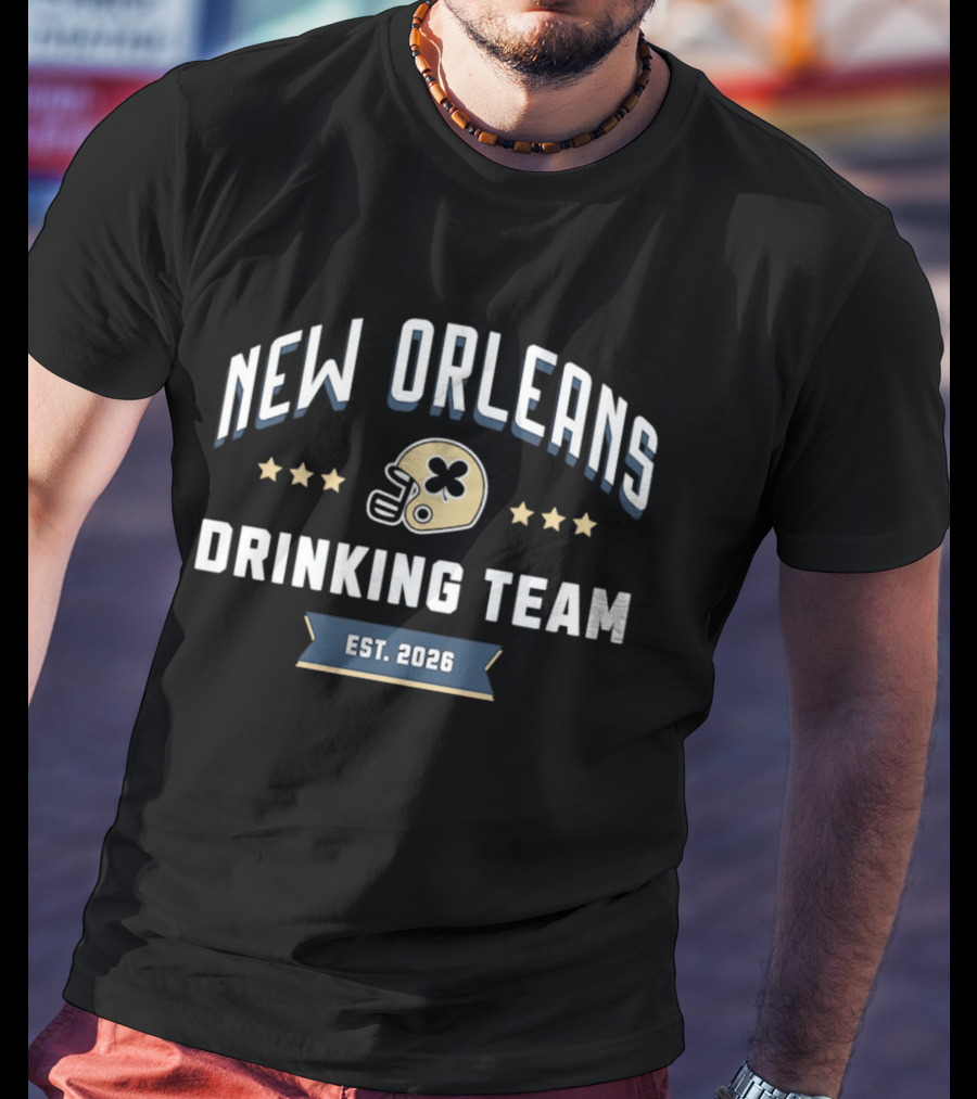 New Orleans Drinking Team Est. 2026 Football Helmet Stars T-Shirt
