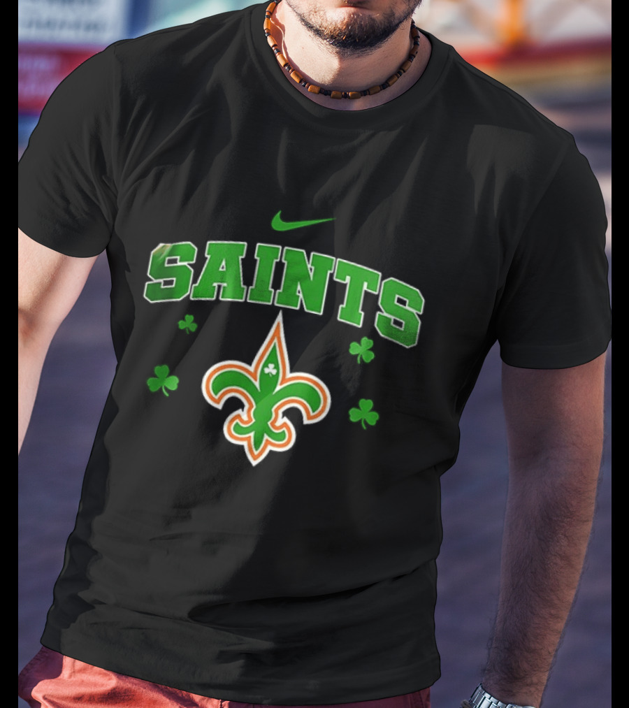 New Orleans Saints Irish Woman Soul Of A Witch Nike Green Shamrock Fleur De Lis T-Shirt