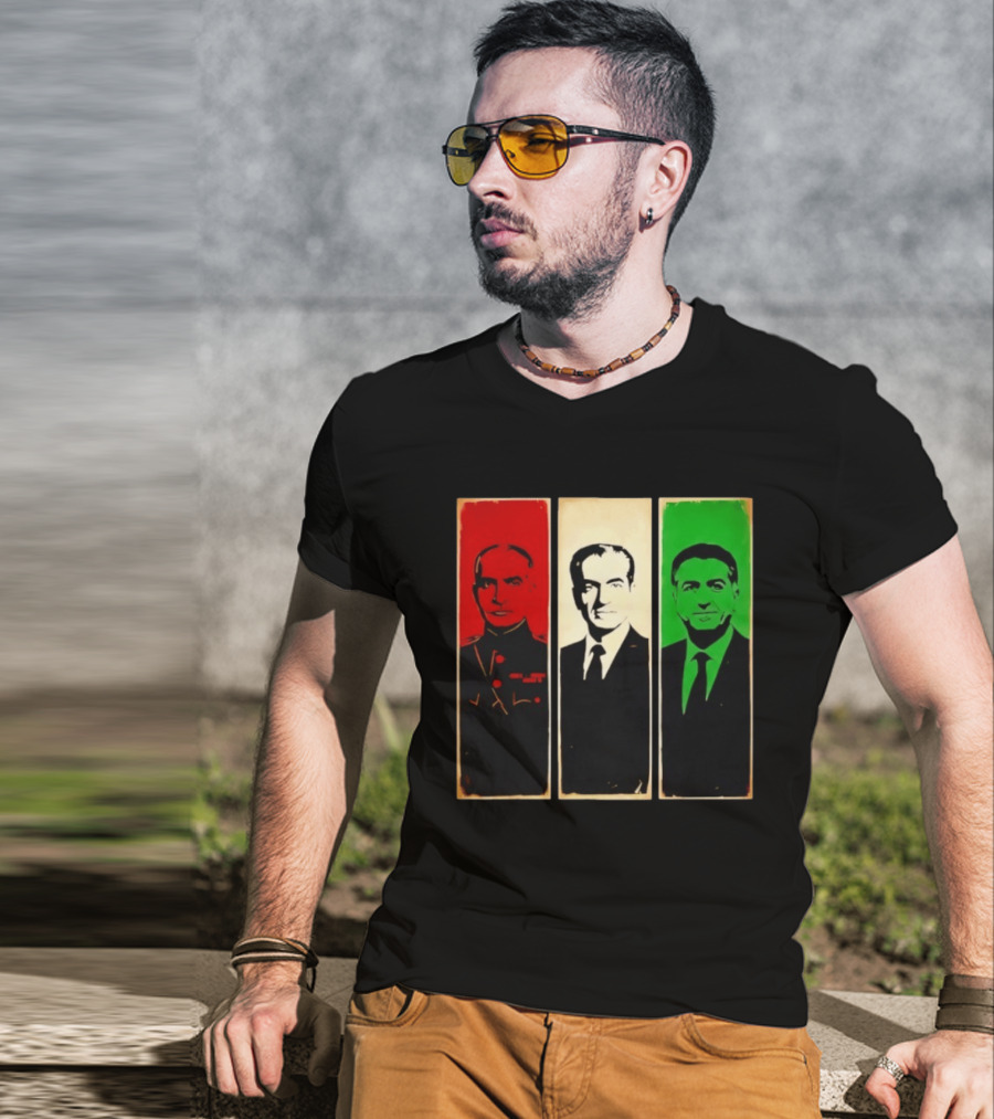 Pahlavi Kings Of Iran Reza Mohammad Reza Iran Flag T-Shirt
