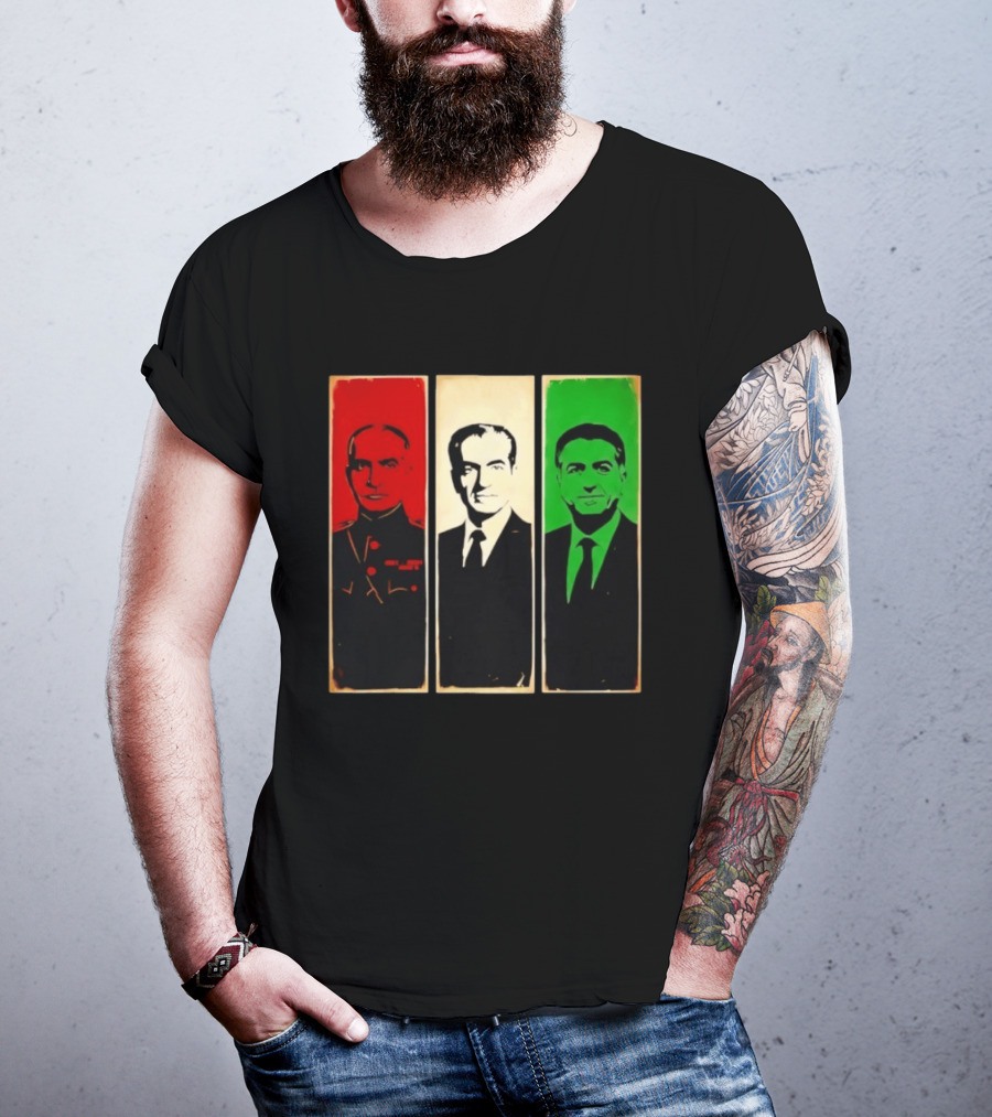 Pahlavi Kings Of Iran Reza Mohammad Reza Iran Flag T-Shirt
