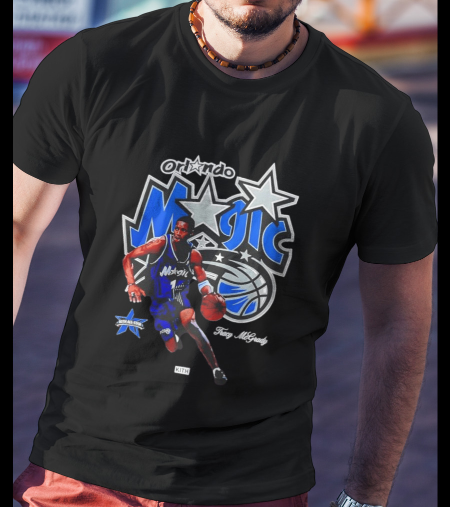 Tracy McGrady Orlando Magic NBA All Star KITH Basketball Player Iconic Blue Jersey T-Shirt