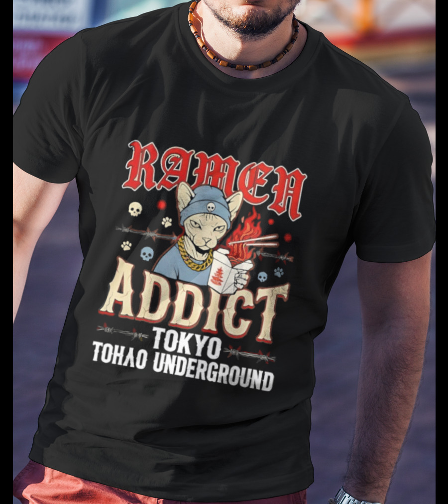 Ramen Addict Tokyo Underground Anime Style Eating Noodles Japan Culture T-Shirt