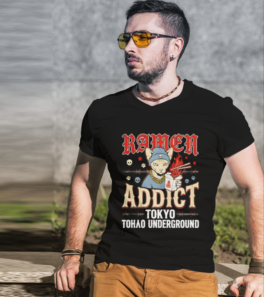 Ramen Addict Tokyo Underground Anime Style Eating Noodles Japan Culture T-Shirt