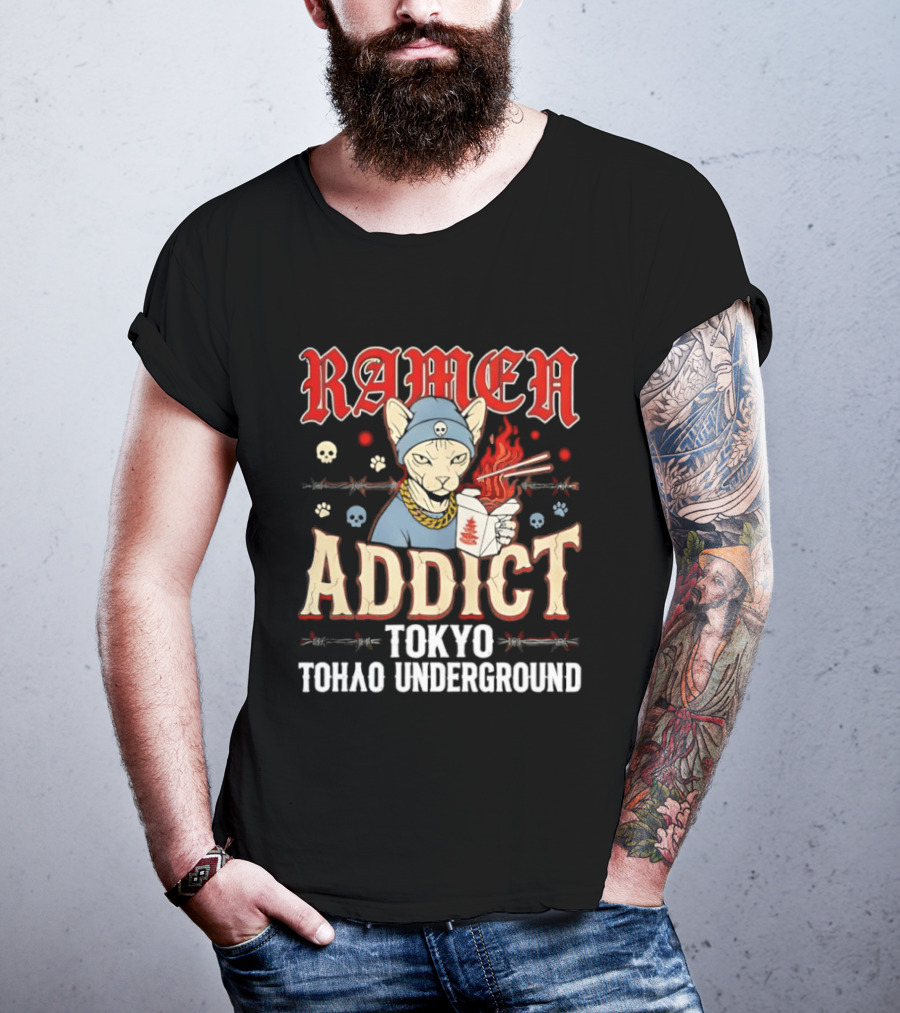Ramen Addict Tokyo Underground Anime Style Eating Noodles Japan Culture T-Shirt