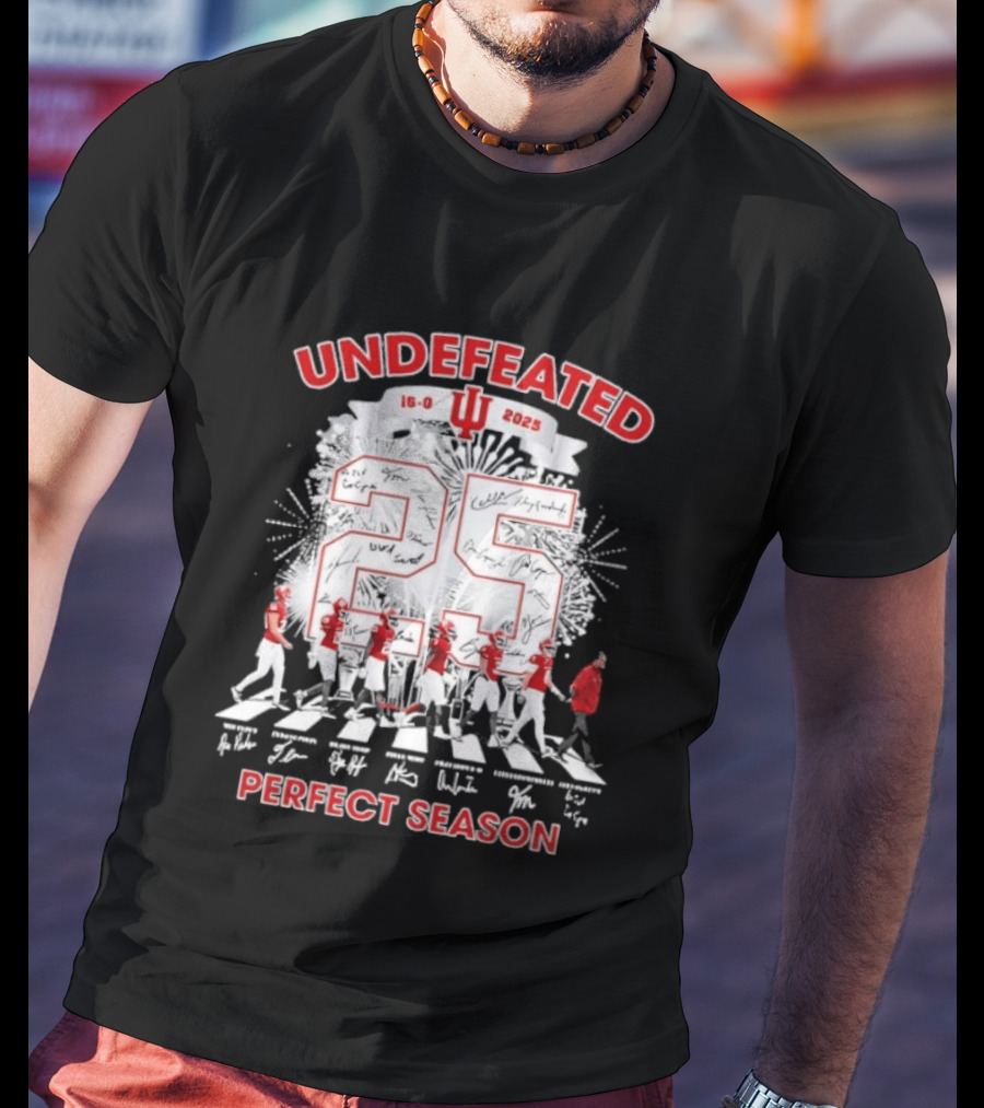 Undefeated Indiana Hoosiers 16 0 Perfect Season 2025 Abbey Road Signatures T-Shirt