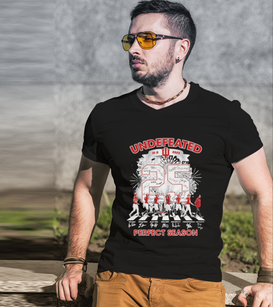 Undefeated Indiana Hoosiers 16 0 Perfect Season 2025 Abbey Road Signatures T-Shirt